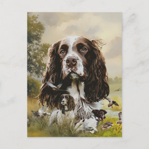 English Springer Spanel Feiertagspostkarte
