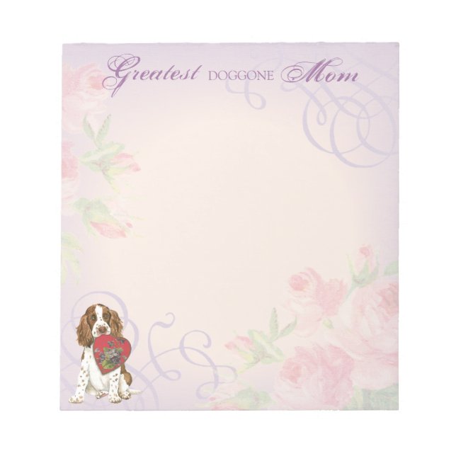 English Springer Spanel Herz Mama Notizblock (Vorderseite)