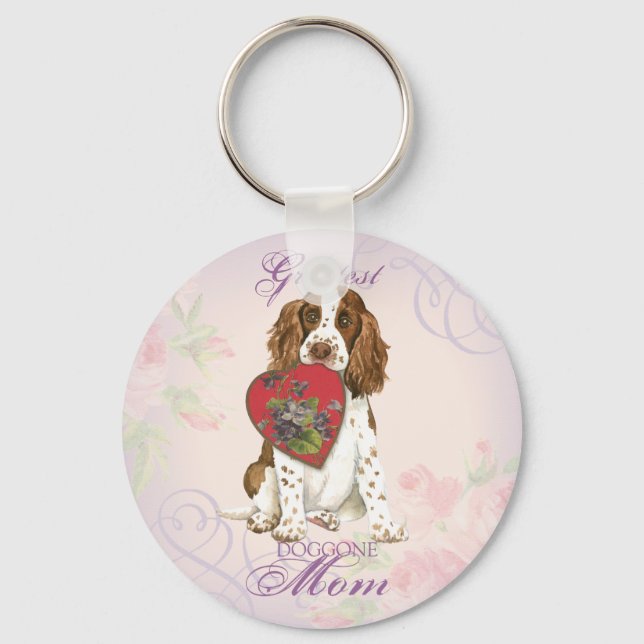 English Springer Spanel Herz Mama Schlüsselanhänger (Vorderseite)