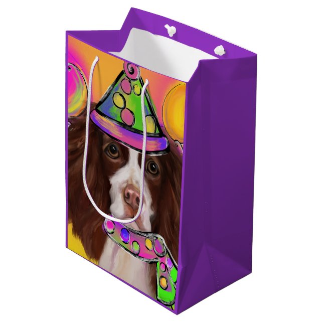 English Springer Spanel Mittlere Geschenktüte (Vorderseite Schrägansicht)