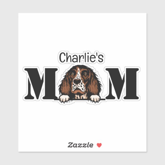 English Springer Spanel Peeking Mama Personalisier Aufkleber (Blatt)