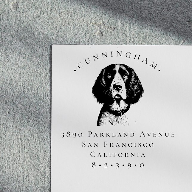 English Springer Spanel Pet Dog Rücksendeadresse Gummistempel (Von Creator hochgeladen)