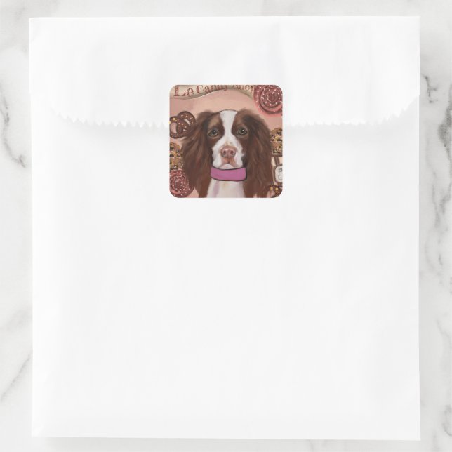 English Springer Spanel Quadratischer Aufkleber (Tasche)