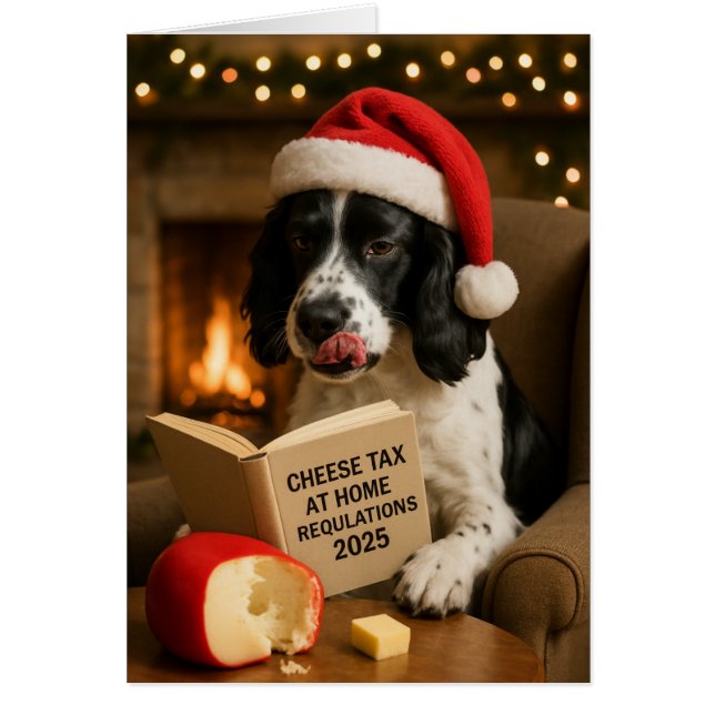 English Springer spaniel Cheese Tax Christmas card (Vorne)