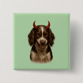 English Springer Spaniel, der teuflisch aussieht,  Button
