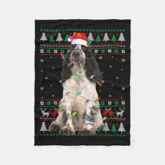 English Springer Spaniel Dog Christmas Ugly Sweate Fleecedecke (Vorderseite)