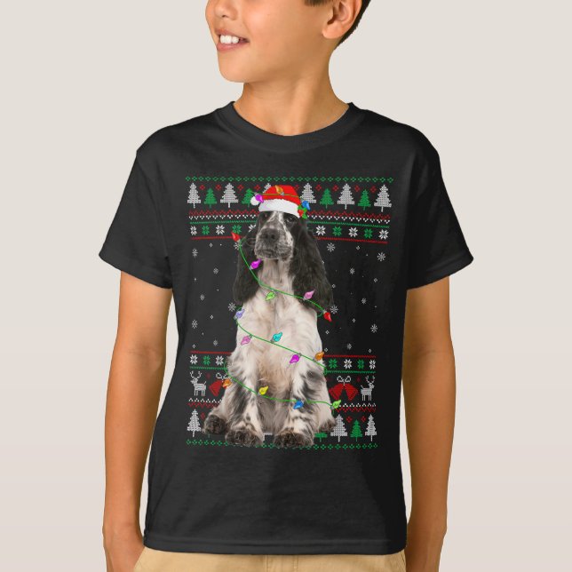 English Springer Spaniel Dog Christmas Ugly Sweate T-Shirt (Vorderseite)