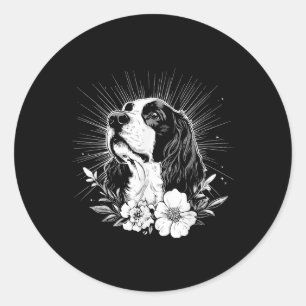 English Springer Spaniel Dog Lover Retro Style Runder Aufkleber