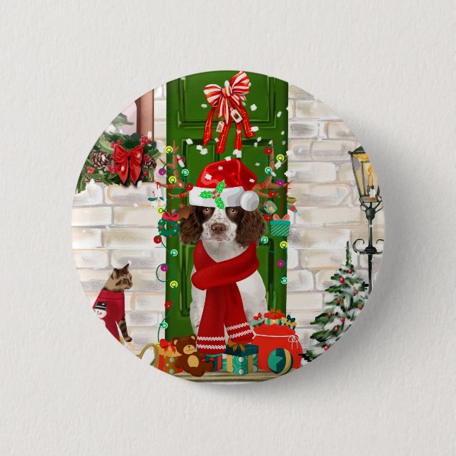 English Springer Spaniel Dog Weihnachten Button (Vorderseite)