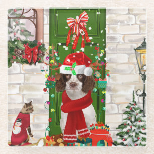 English Springer Spaniel Dog Weihnachten Glasuntersetzer