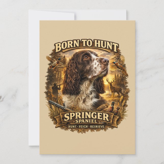 English Springer Spaniel Jagdhund Einladung (Vorderseite)