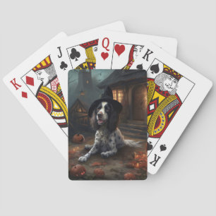 English Springer Spaniel Kürbisse Halloween Grusel Spielkarten
