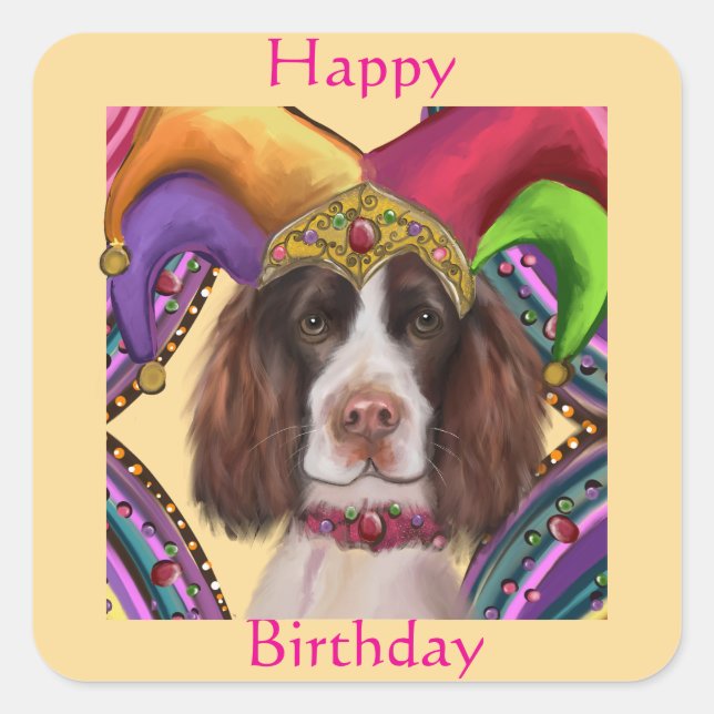 ENGLISH SPRINGER SPANIEL  QUADRATISCHER AUFKLEBER (Vorderseite)