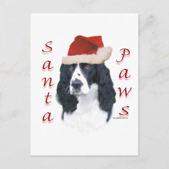 English Springer Spaniel Santa Paws Feiertagspostkarte (Vorderseite)