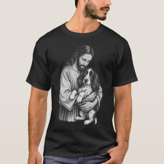 English Springer Spaniel und Jesus Christlicher Gl T-Shirt