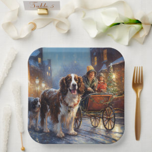 English Springer Spaniel Weihnachtsfestliche Jahre Pappteller