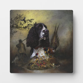 English Springer Spaniel with pheasant Fotoplatte