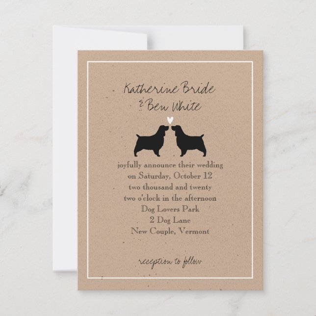 English Springer Spaniels Hochzeit Einladung (Vorderseite)