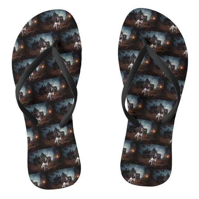 English Springer Spanier Halloween Beängstigend Flip Flops (Fußbett)