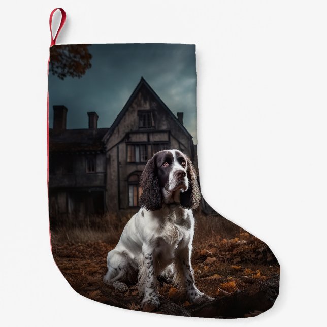 English Springer Spanier Halloween Beängstigend Kleiner Weihnachtsstrumpf (Vorderseite)