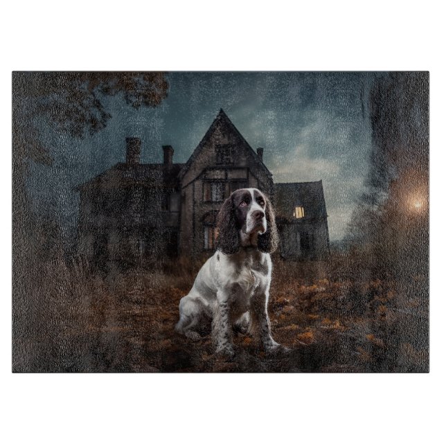 English Springer Spanier Halloween Beängstigend Schneidebrett (Vorderseite)