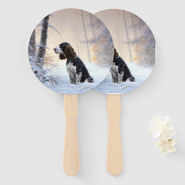 English Springer Spanier Let It Snow Christmas Fächer (Vorne und Hinten)