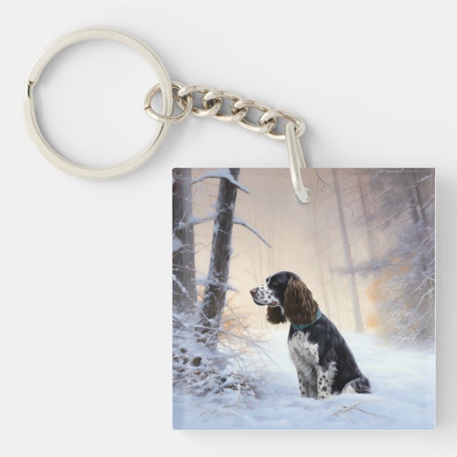 English Springer Spanier Let It Snow Christmas Schlüsselanhänger (Vorderseite)