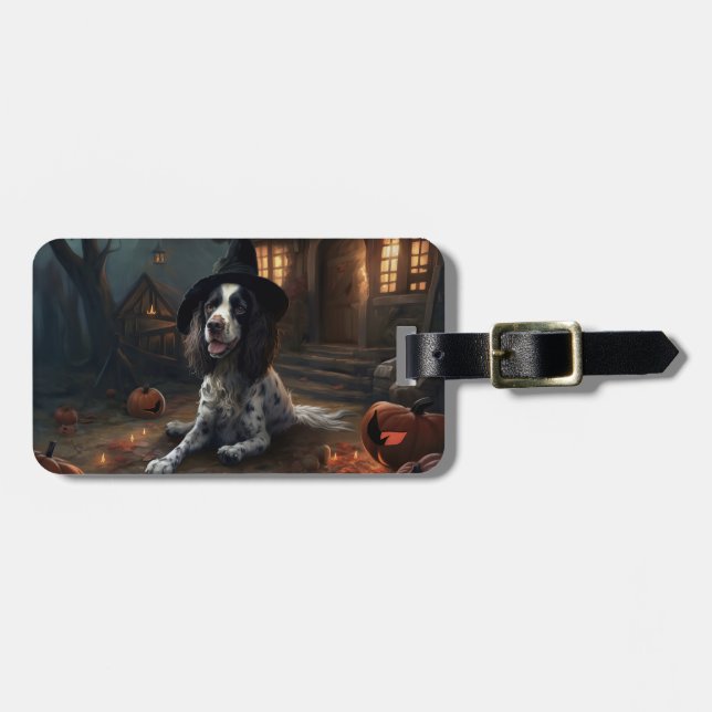 English Springer Spanier Pumpkins Halloween Beängs Gepäckanhänger (Vorderseite horizontal)