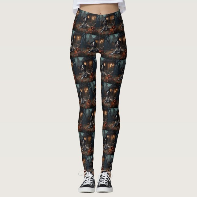 English Springer Spanier Pumpkins Halloween Beängs Leggings (Vorderseite)