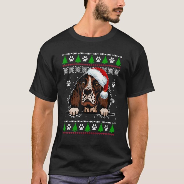 English Springer Spanier Weihnachten Ugly Sweater  T-Shirt (Vorderseite)