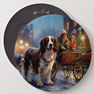 English Springer Spanier Weihnachtsfeiertage Button