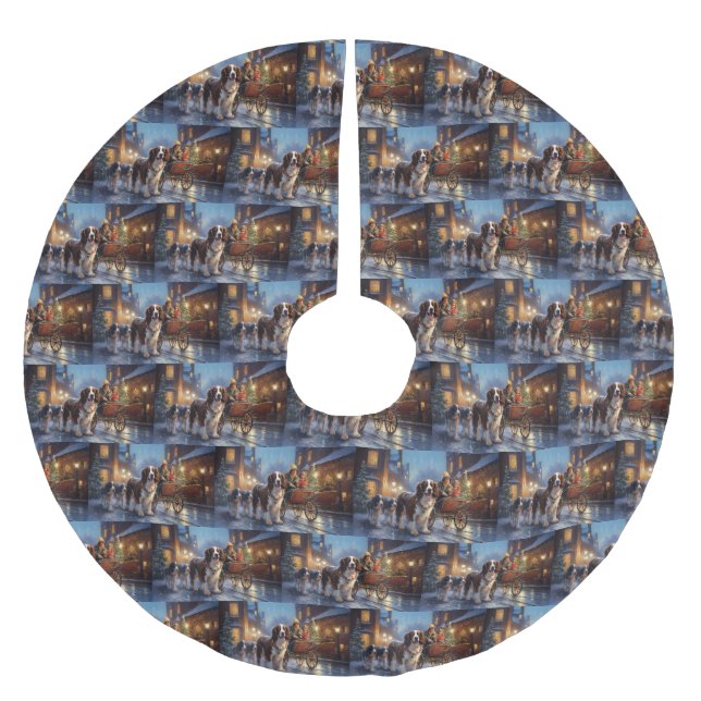 English Springer Spanier Weihnachtsfeiertage Polyester Weihnachtsbaumdecke (Vorderseite)