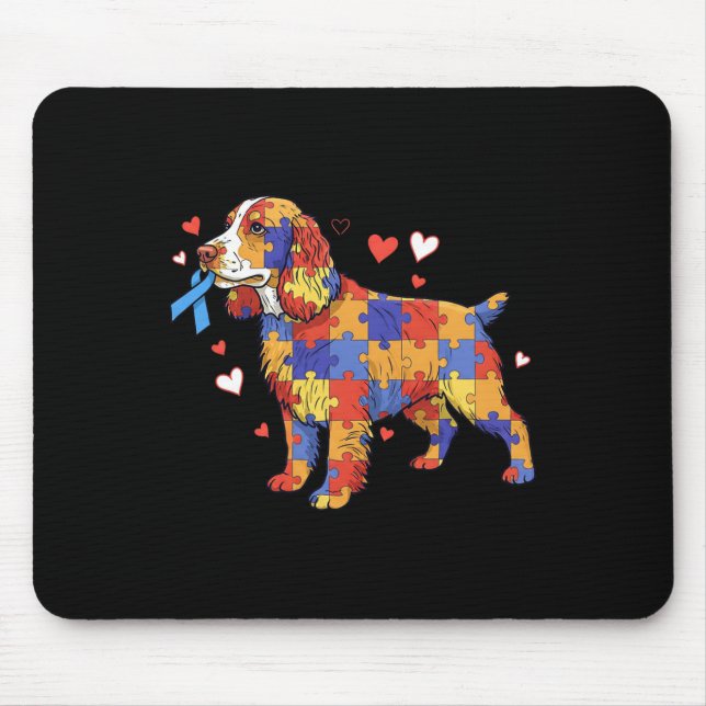 English Springer Spanisch Puzzle Autism Awareness  Mousepad (Vorne)