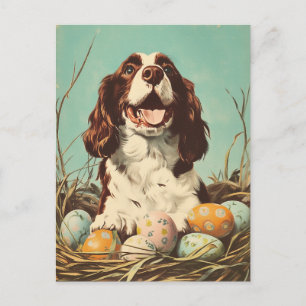 English Springer Spanisch Vintag Osterfeier Postkarte