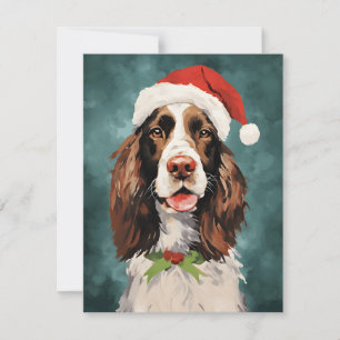 English Springer Spanisch Weihnachtsmalerei Feiertagskarte
