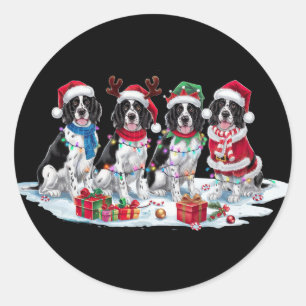 English Springer Spanisch Weihnachtsmannmütze antl Runder Aufkleber