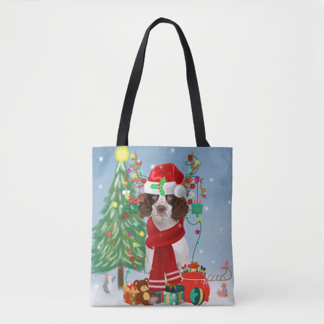 English Springer Spanischer Hund mit Weihnachtsges Tasche (Vorderseite)