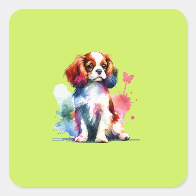 English Toy Spanel Dog Quadratischer Aufkleber (Vorderseite)