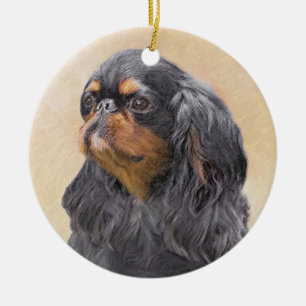 English Toy Spanel Painting - Original Hund Art Keramik Ornament