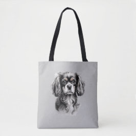 English Toy Spaniel Black and White Silhouette Tasche