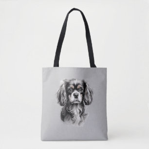 English Toy Spaniel Black and White Silhouette Tasche