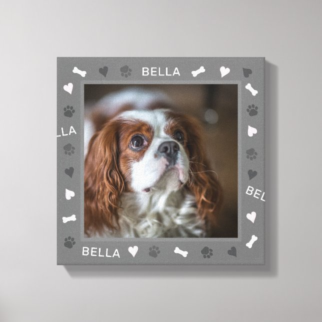 English Toy Spaniel Foto und Name Leinwanddruck (Vorderseite)