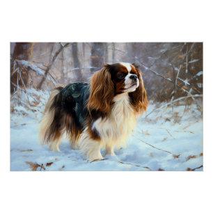 English Toy Spaniel Lass es schneien Weihnachten  Poster