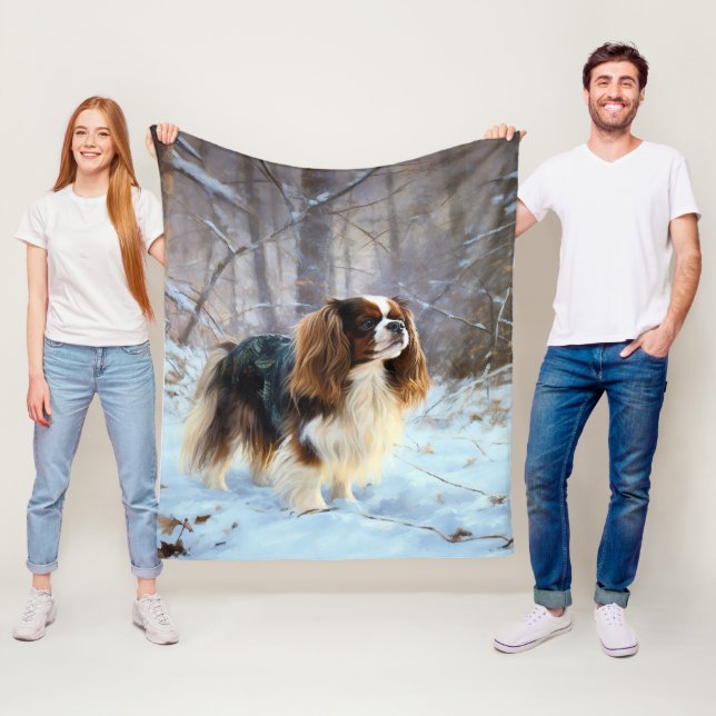English Toy Spaniel Let It Snow Weihnachten Fleecedecke (Beispiel)
