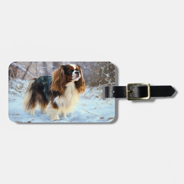 English Toy Spaniel Let It Snow Weihnachten Gepäckanhänger (Vorderseite horizontal)