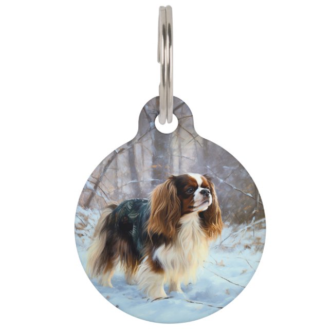 English Toy Spaniel Let It Snow Weihnachten Haustiermarke (Vorderseite)