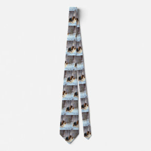 English Toy Spaniel Let It Snow Weihnachten Krawatte