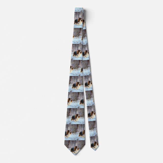 English Toy Spaniel Let It Snow Weihnachten Krawatte (Vorderseite)