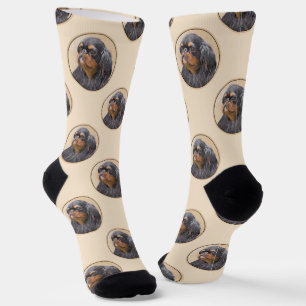 English Toy Spaniel Painting King Charles Dog Art Socken