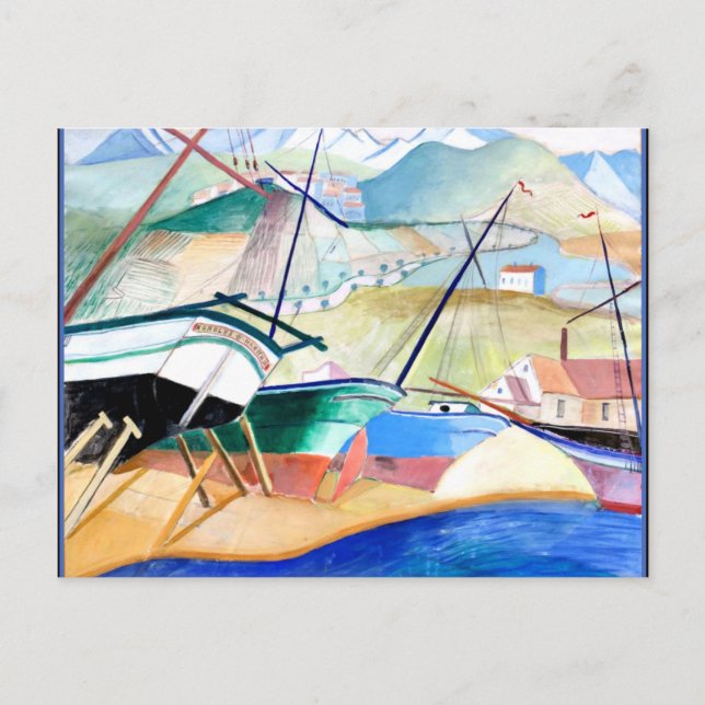 Engstrom - Boote am Strand, norwegisches Thema Postkarte (Vorderseite)